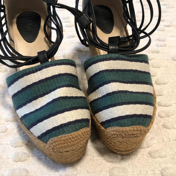Chloé Striped Espadrille Wedges - Picture 4 of 6